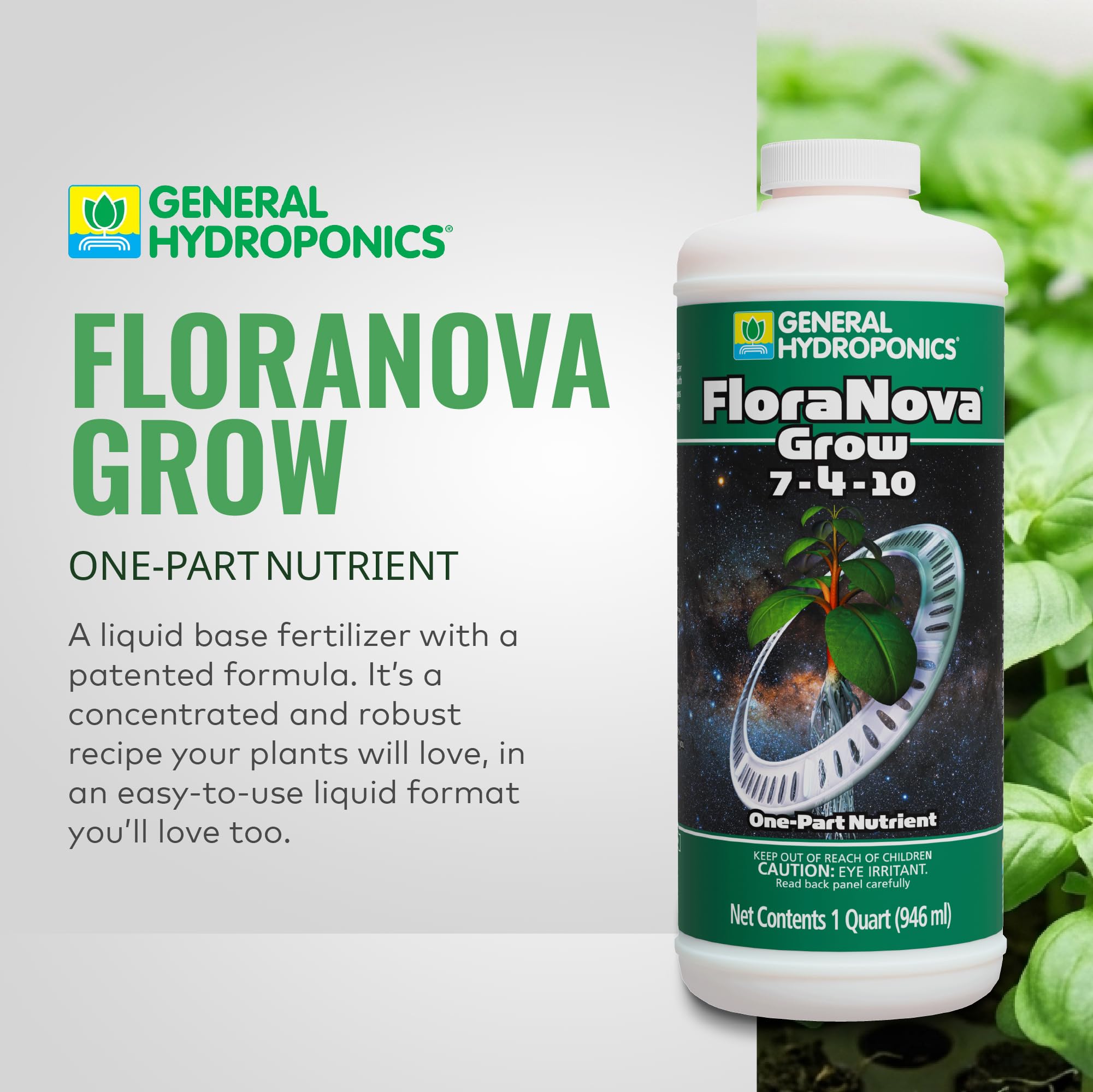 General Hydroponics primer plano de la etiqueta con instrucciones claras
