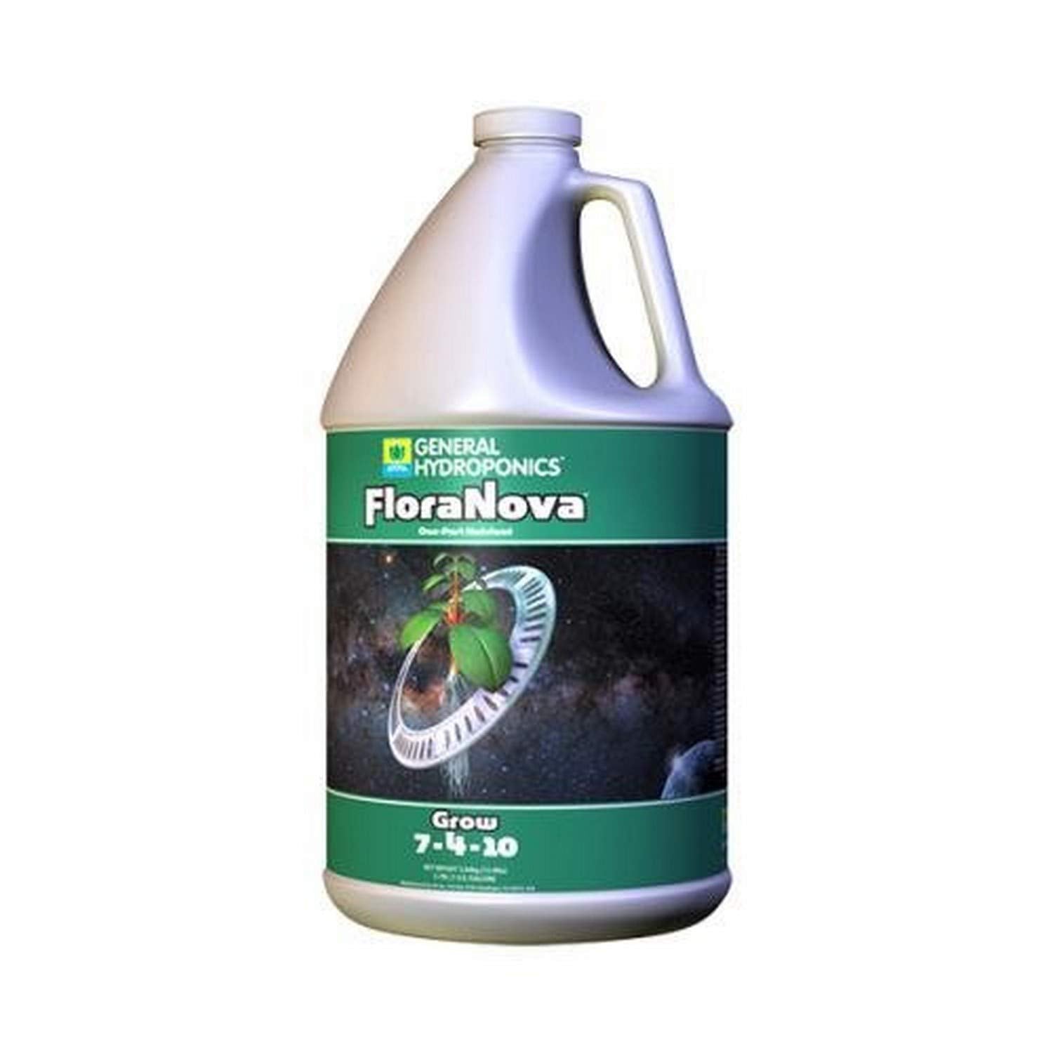 General Hydroponics botella frontal mostrando etiqueta y tamaño práctico