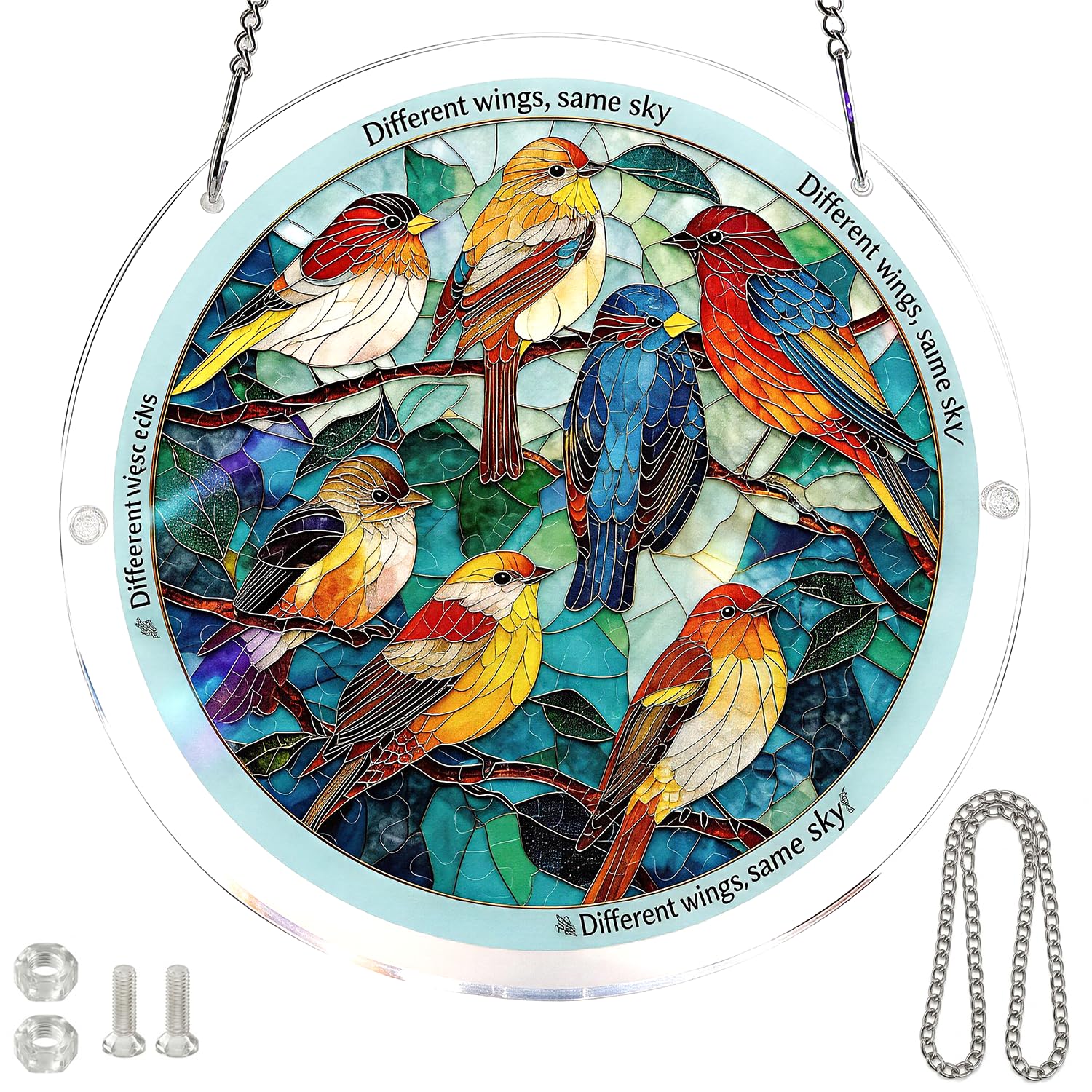 Generic suncatcher frontal mostrando el diseño pájaro y atractivo decorativo