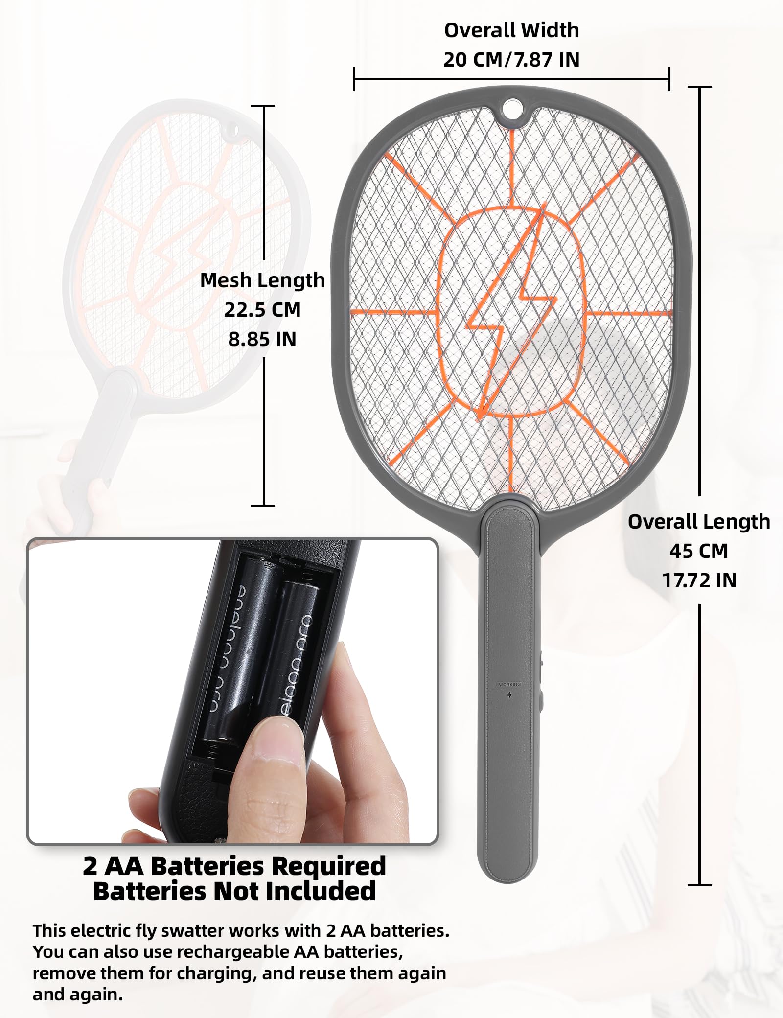 Generic raqueta con cabeza amplia 45x20 cm beneficiando cobertura efectiva
