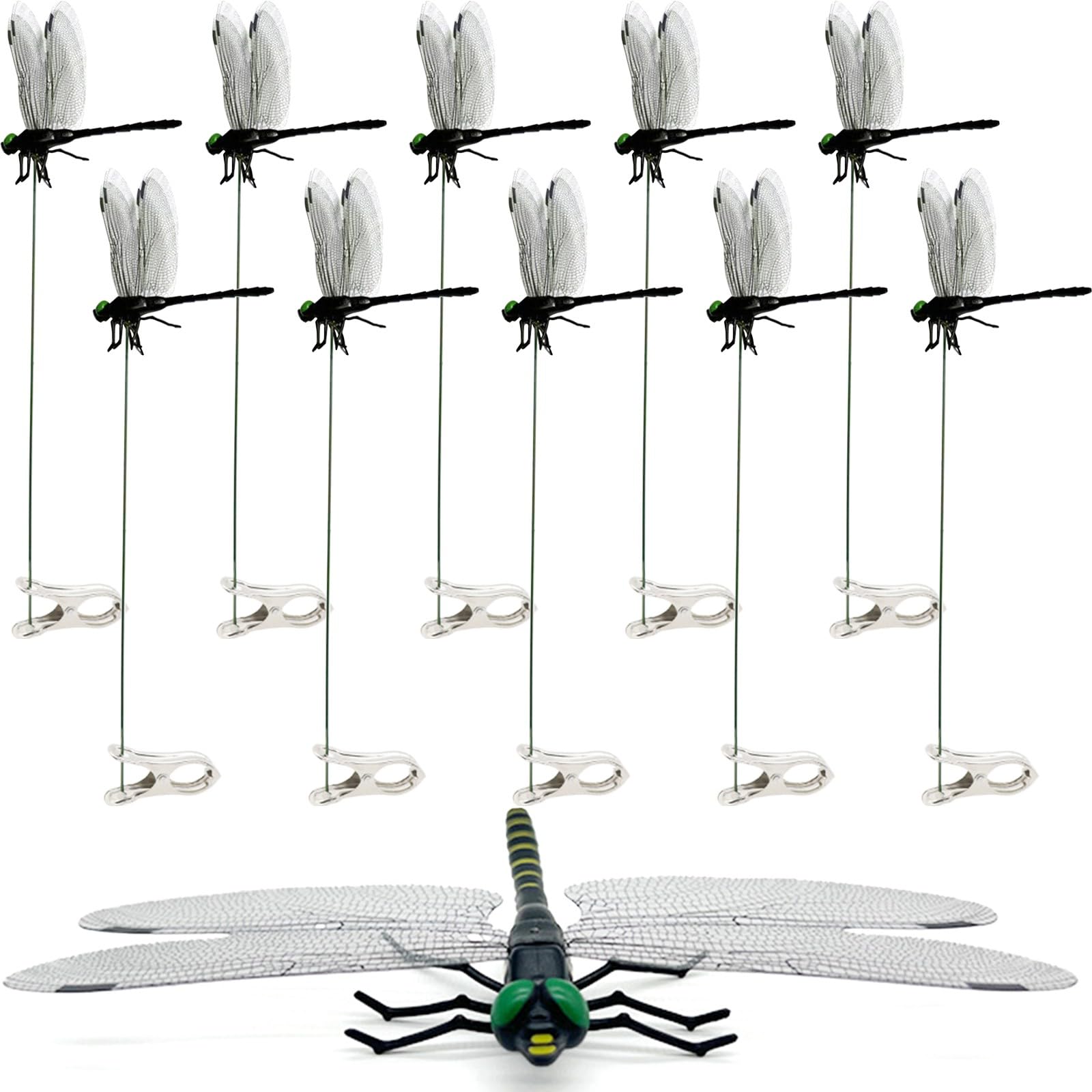 Generic libélula negra frontal mostrando diseño realista y efecto disuasorio