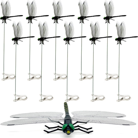 Generic libélula negra frontal mostrando diseño realista y efecto disuasorio