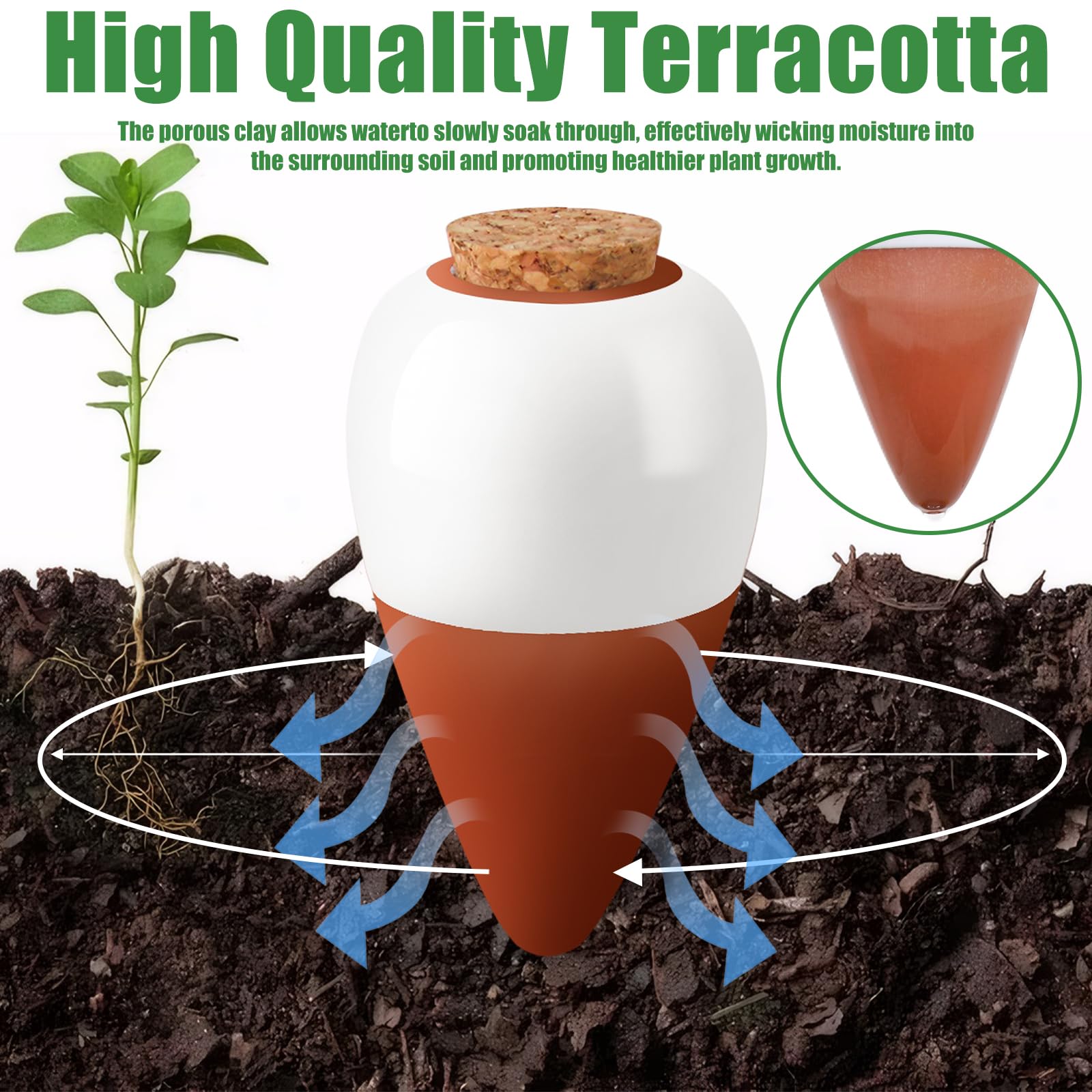 Generic olla en maceta entregando agua directo a raíces, salud vegetal