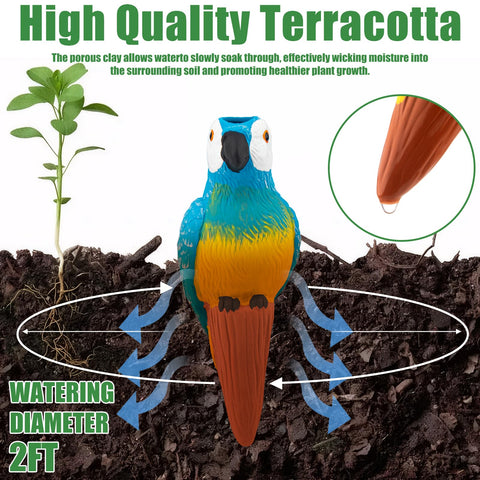 Generic pico parrot insertado en maceta interior con planta, mantiene humedad prolongada