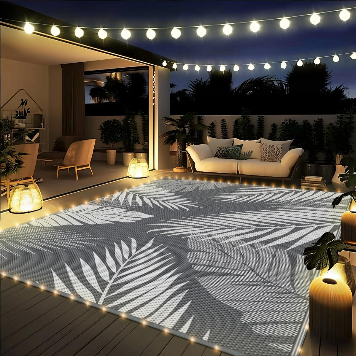 GENIMO alfombra 6'x9' frontal mostrando el diseño palma y colores