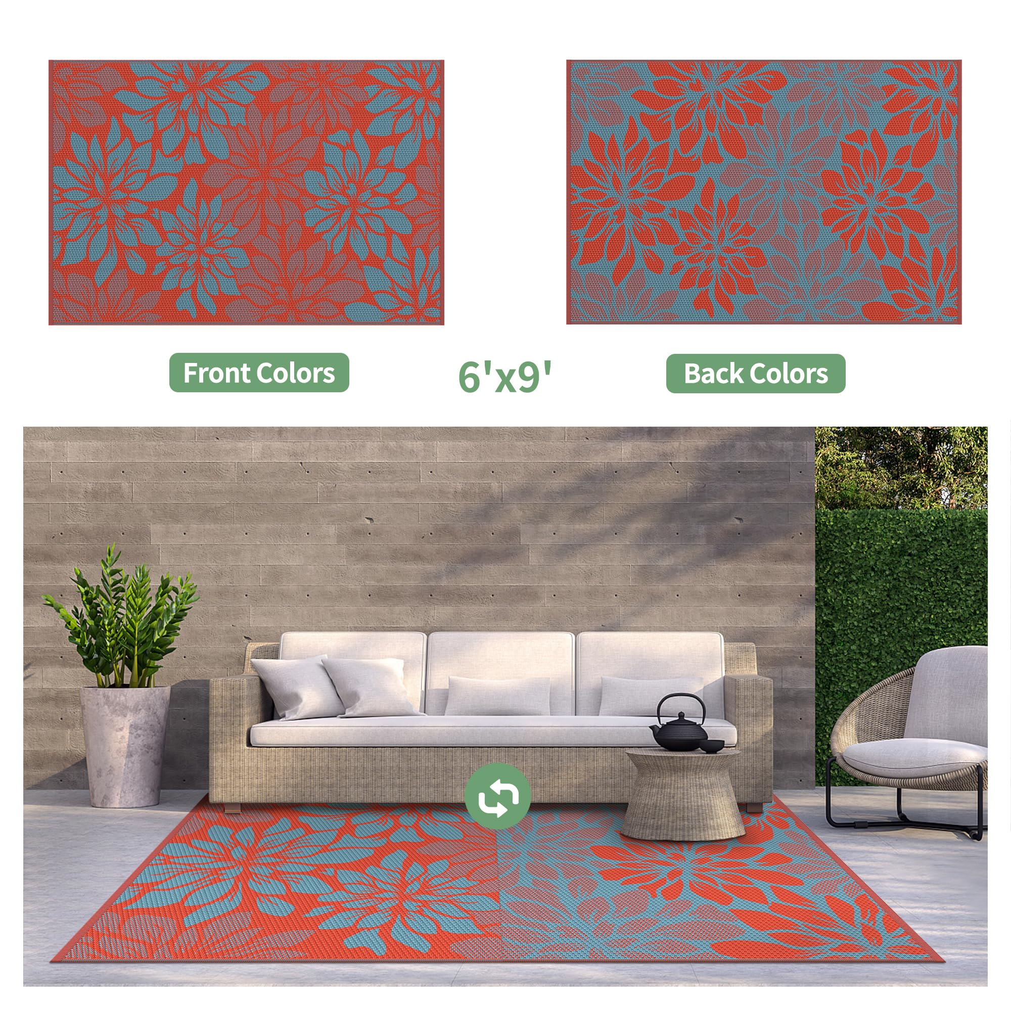 GENIMO alfombra junto a una silla para comparar tamaño 6'x9' práctico