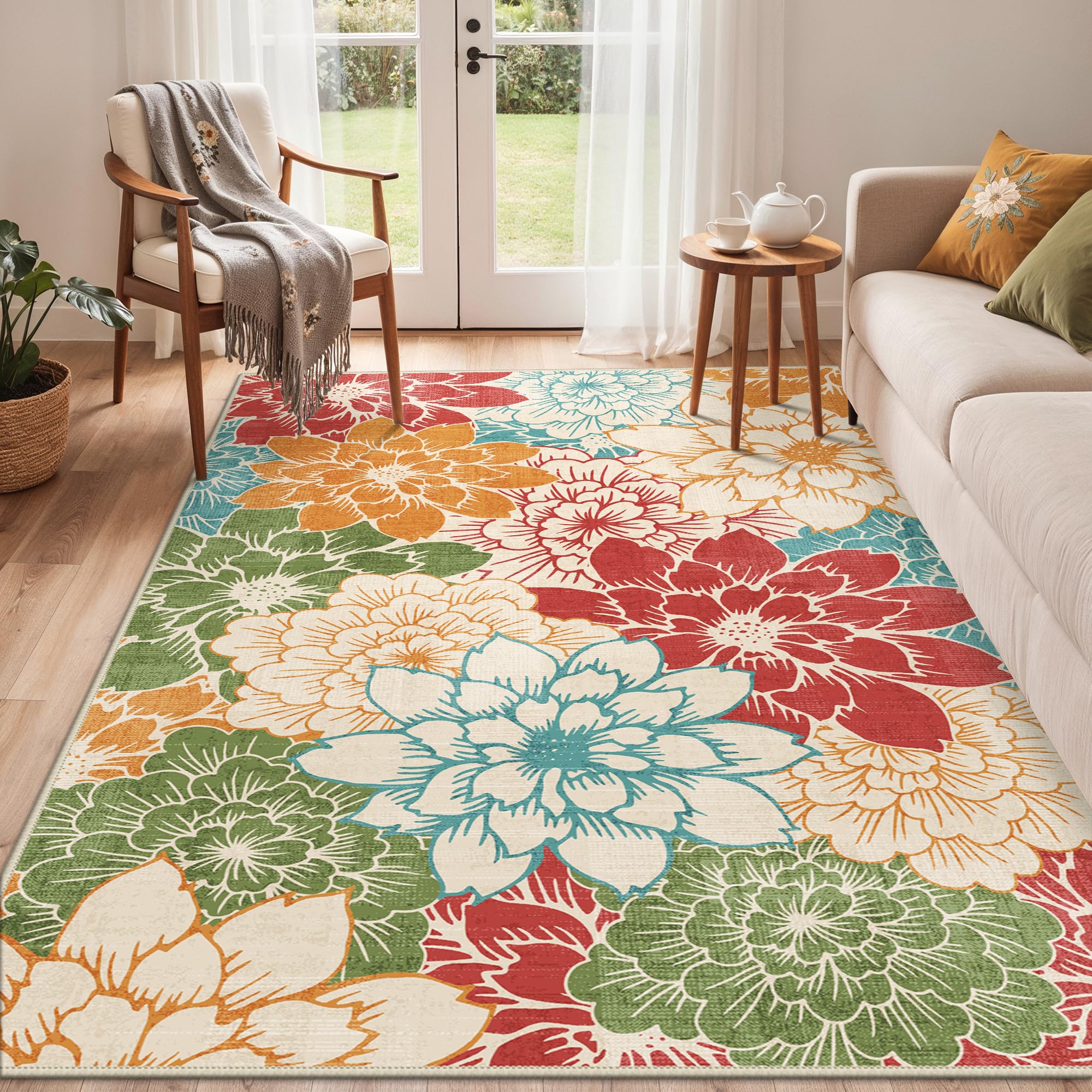 GENIMO alfombra junto a sillón para comparar tamaño y cobertura