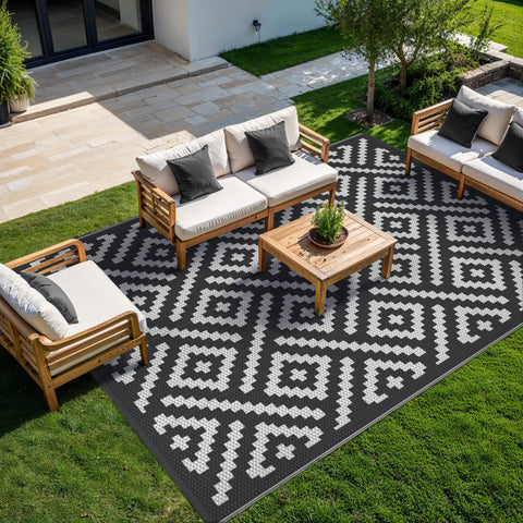 GENIMO alfombra reversible mostrando ambas caras, versatilidad estética