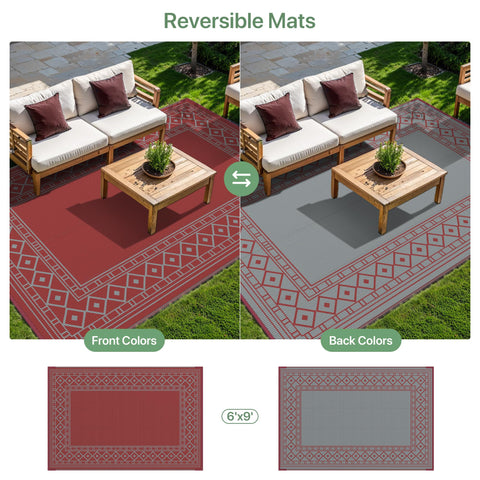 GENIMO alfombra instalada en patio con muebles mostrando comodidad y estilo