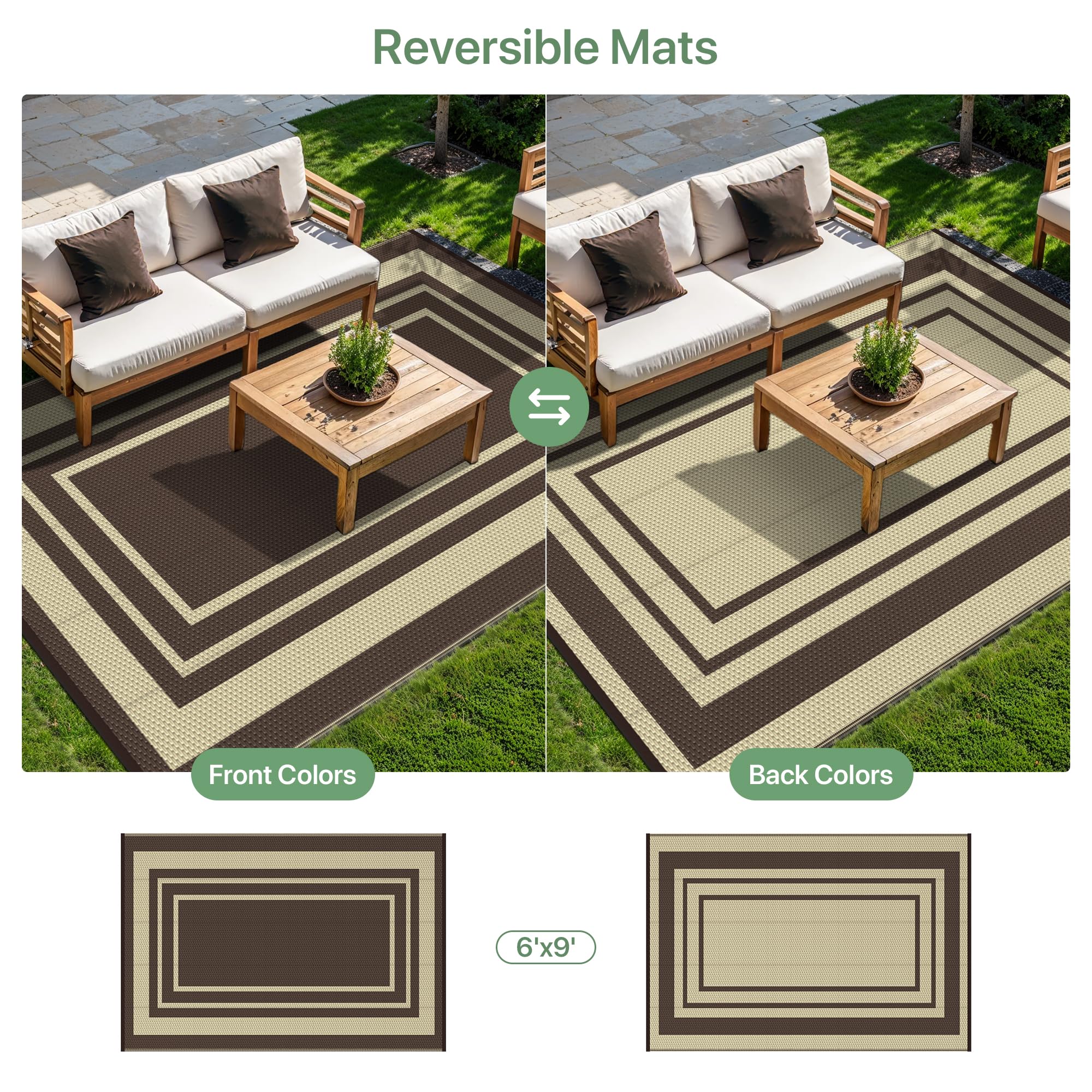 GENIMO alfombra instalada en patio con muebles aporte de confort