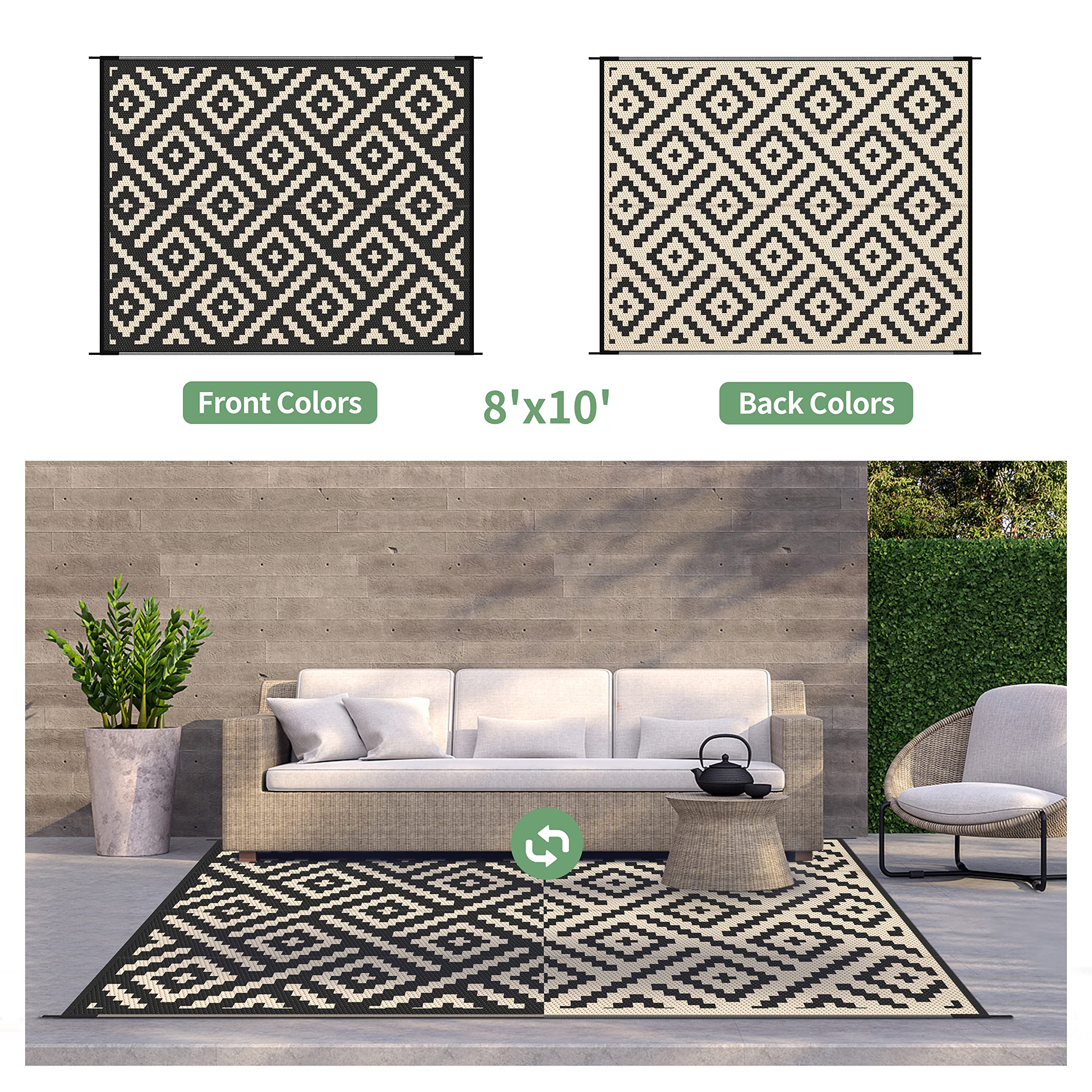 GENIMO alfombra colocada en patio mostrando uso cotidiano y estética