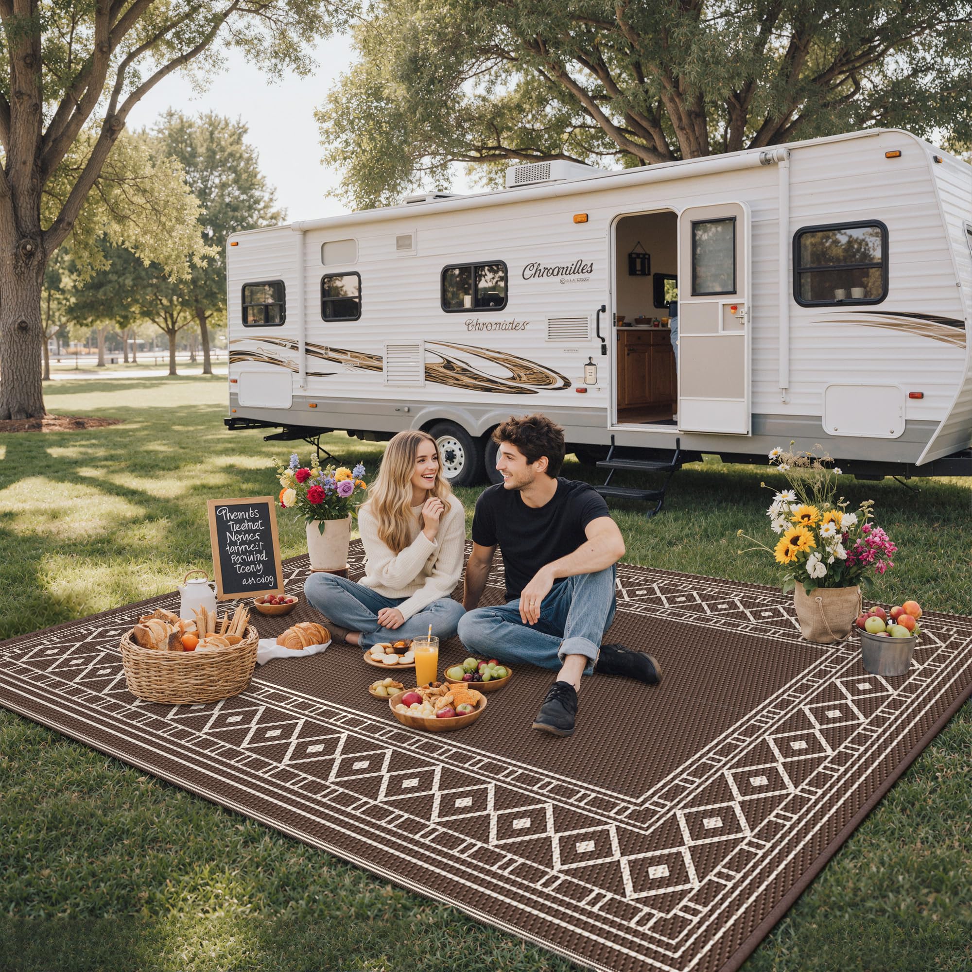 GENIMO alfombra colocada en porche con muebles, añade estilo y protección