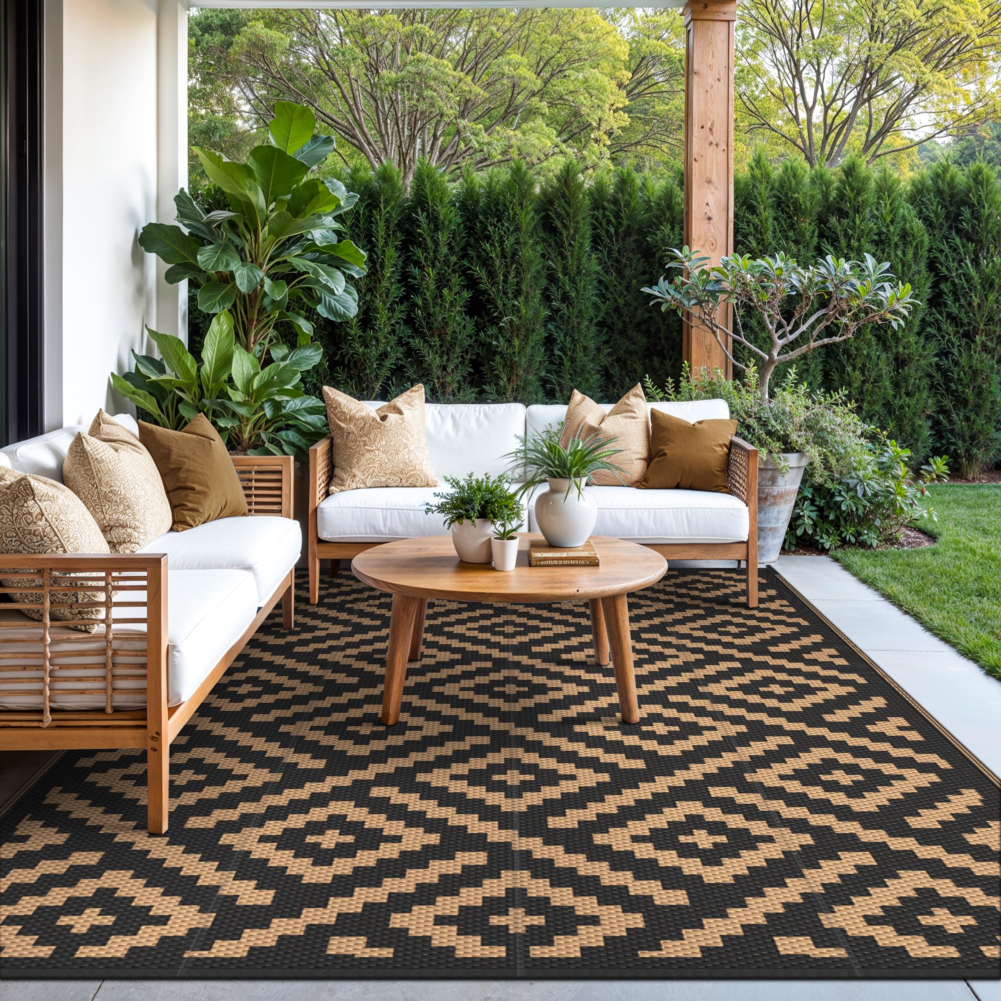 GENIMO alfombra colocada en porche, crea zona exterior cómoda y limpia