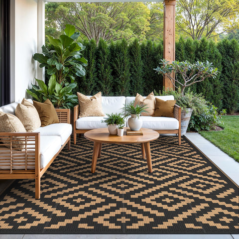 GENIMO alfombra colocada en porche, crea zona exterior cómoda y limpia