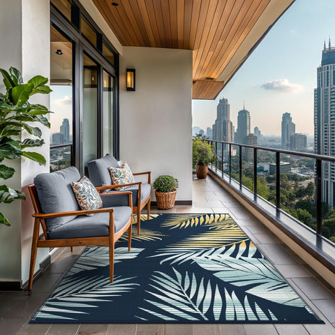 GENIMO alfombra colocada en patio con mobiliario, añade confort y protección