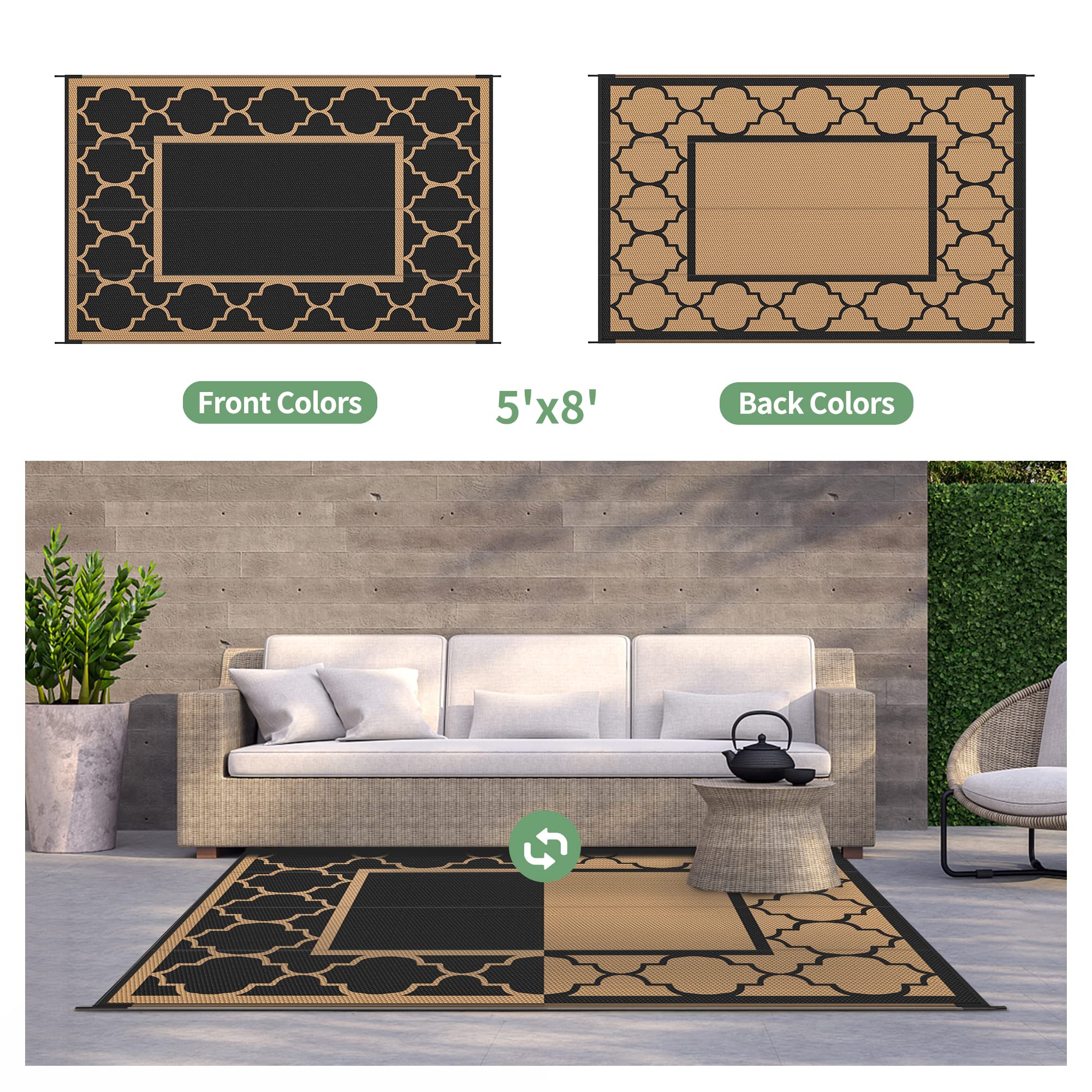 GENIMO alfombra en uso en patio con muebles y confort visible