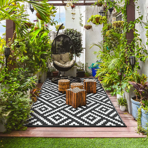 GENIMO alfombra en uso en patio, superficie impermeable fácil de limpiar