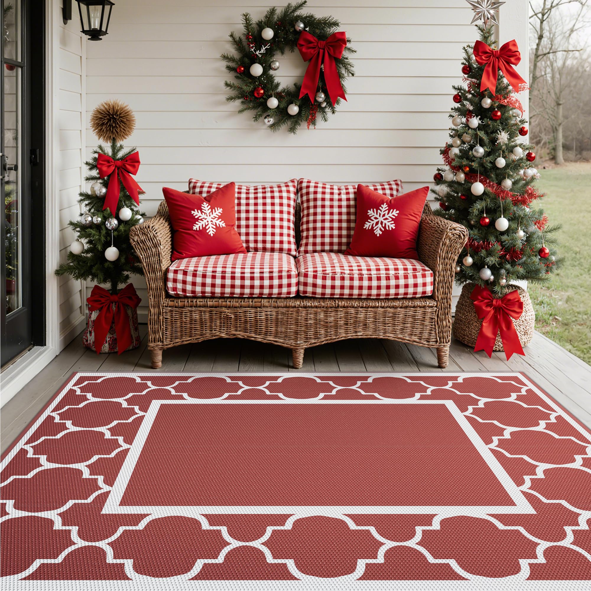 GENIMO alfombra en uso en patio con muebles, crea zona cómoda y decorativa
