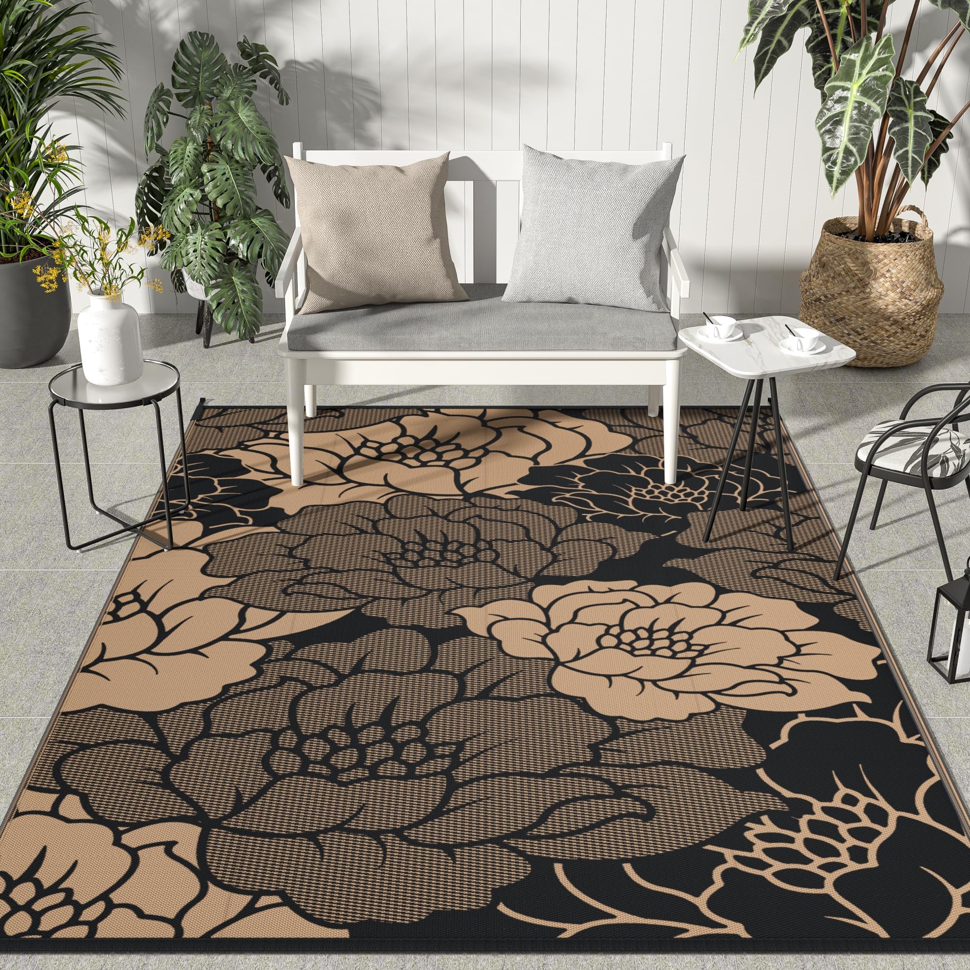 GENIMO alfombra exterior vista frontal estilo umber black, aporta elegancia al patio