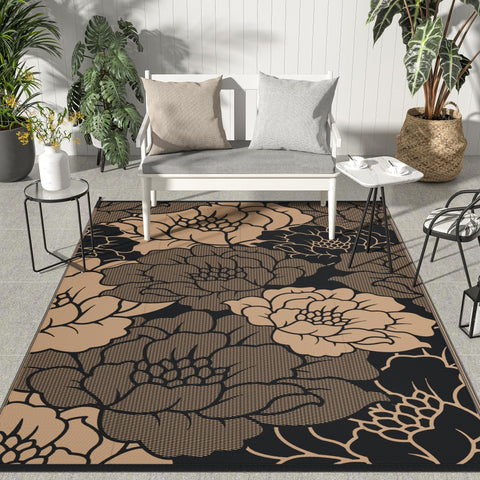 GENIMO alfombra exterior vista frontal estilo umber black, aporta elegancia al patio