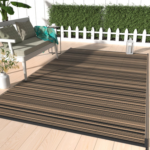 GENIMO alfombra exterior frontal mostrando patrón reversible y color marrón claro
