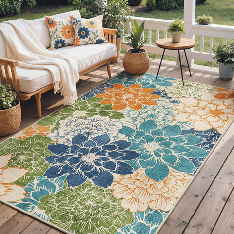 GENIMO alfombra frontal 5x8 teal blue, atractivo visual duradero