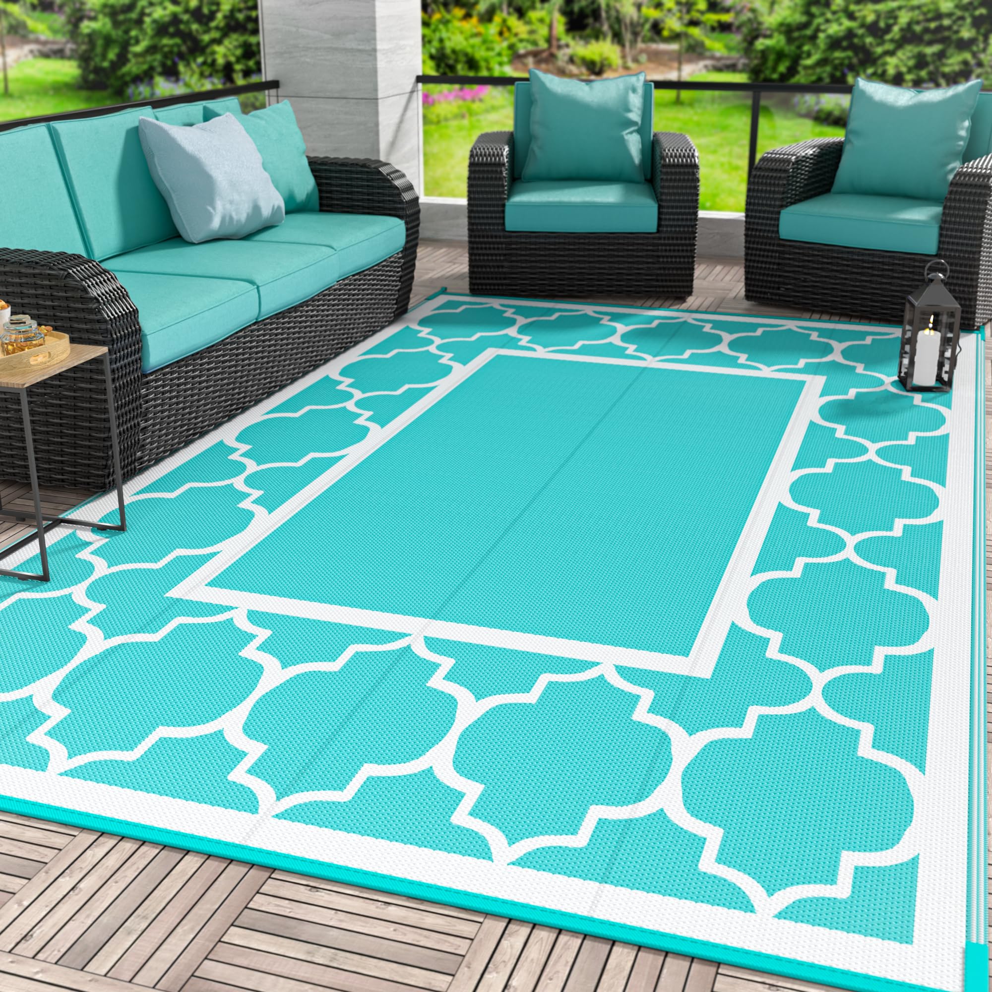 GENIMO alfombra frontal aqua blue mostrando diseño y tamaño útil