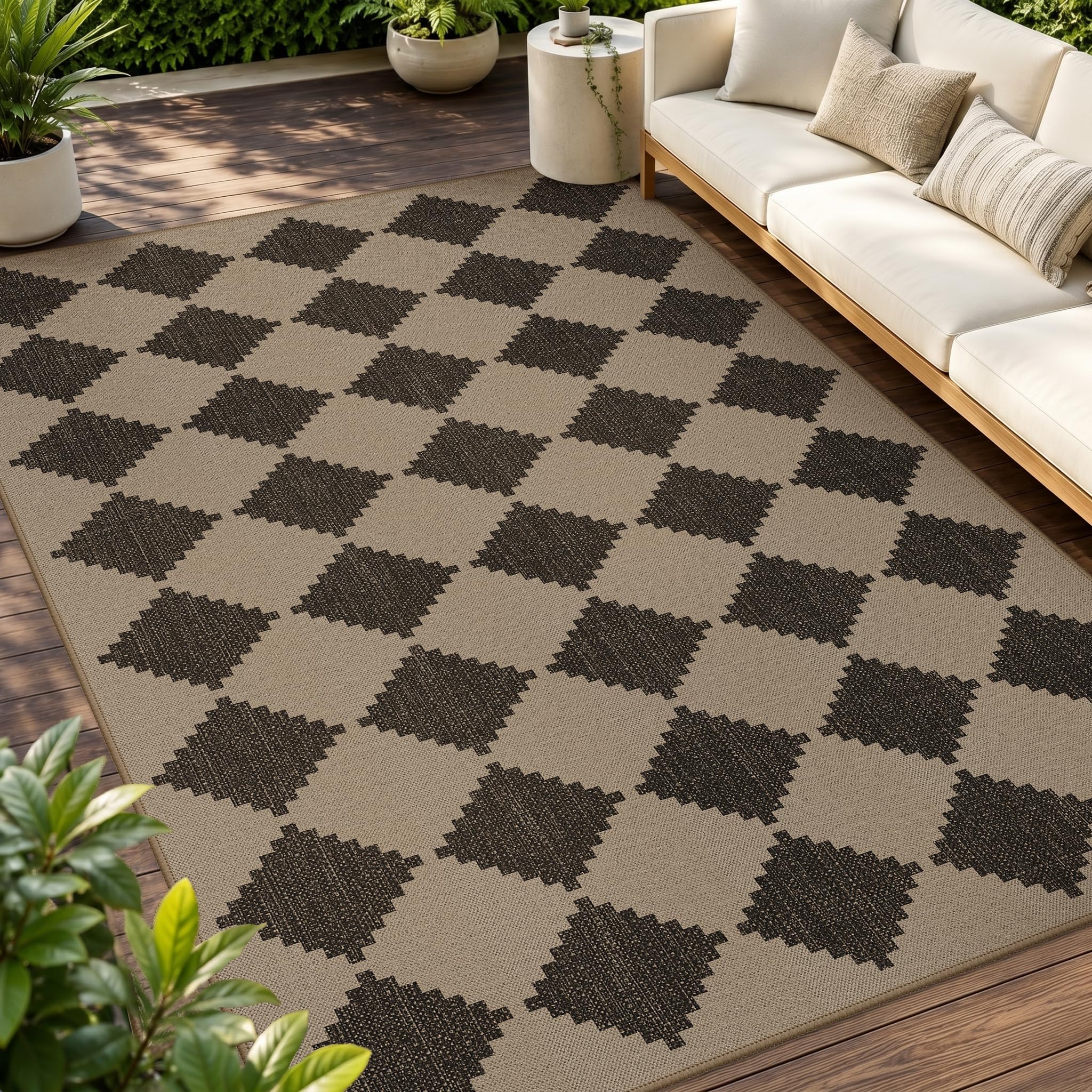 GENIMO vista frontal de la alfombra 5'x8' mostrando patrón geométrico y estilo