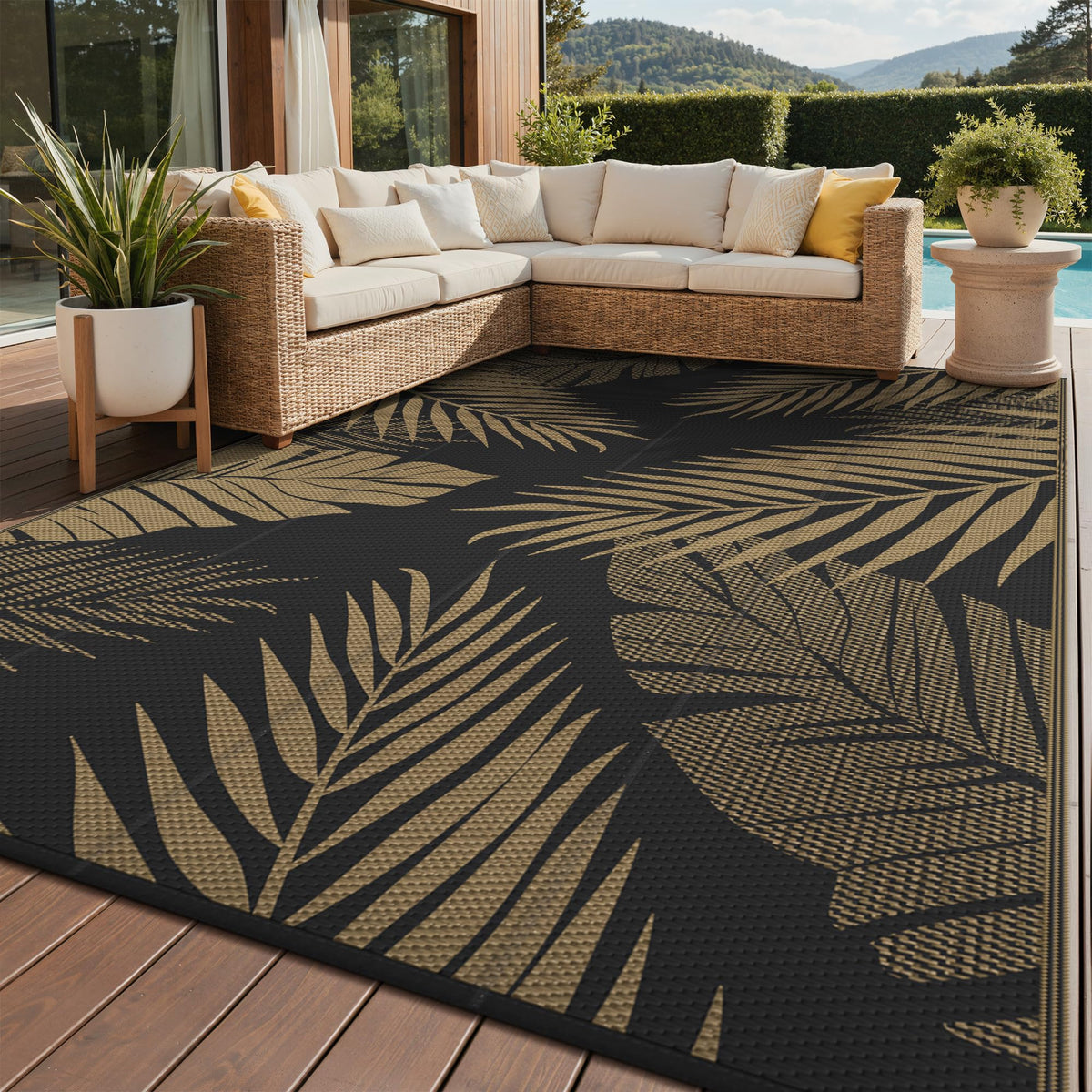 GENIMO alfombra frontal empaquetada mostrando tamaño y patrón