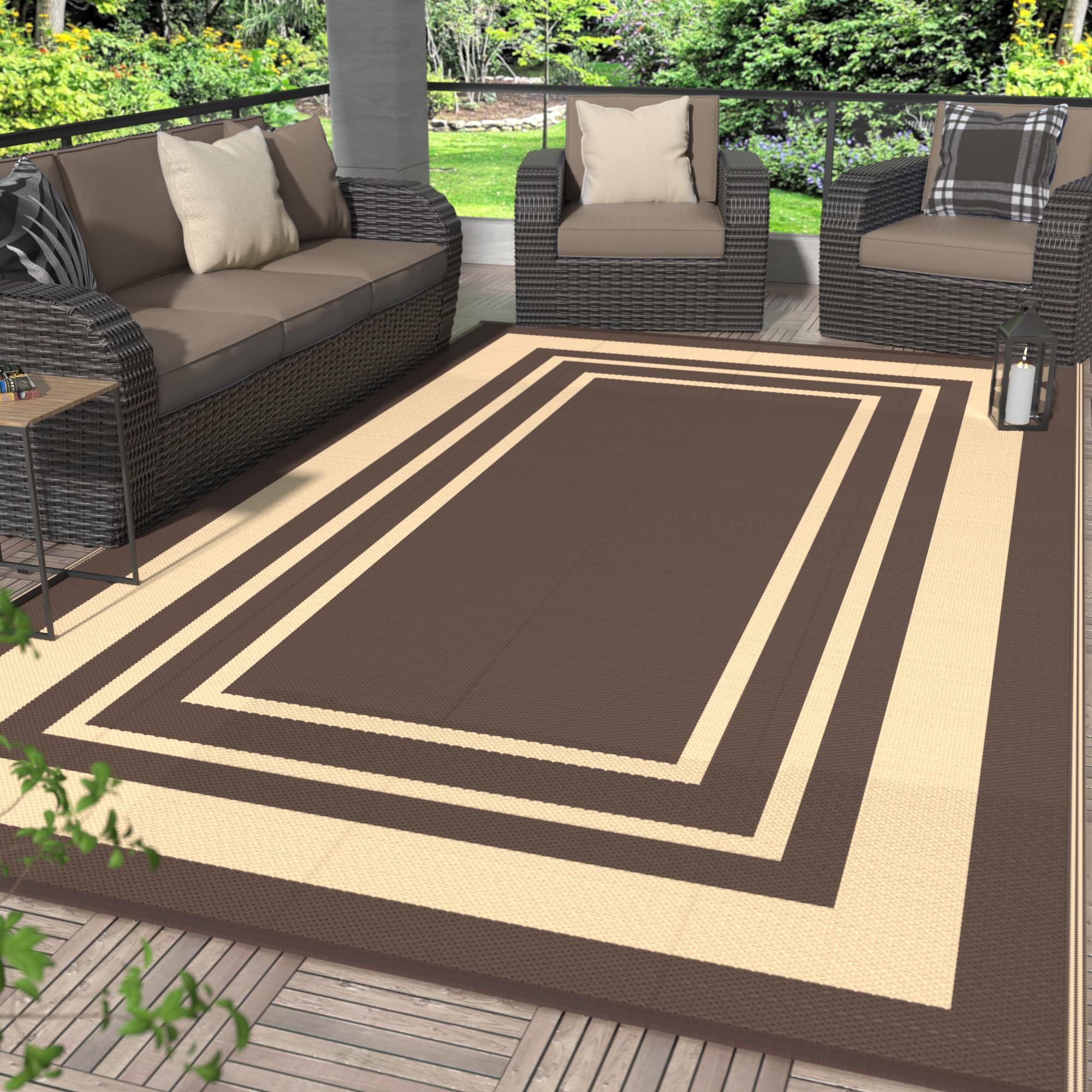 GENIMO alfombra frontal mocha beige mostrando diseño y beneficio estético