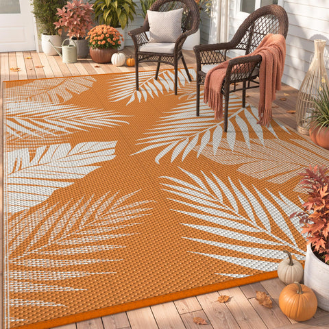 GENIMO alfombra frontal naranja blanco mostrando diseño reversible y beneficio estético