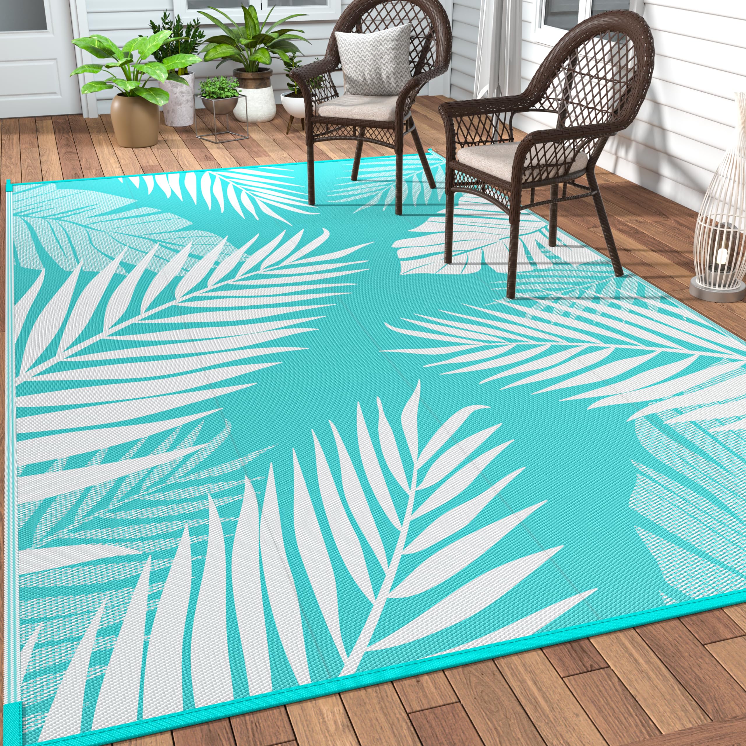 GENIMO alfombra frontal mostrando diseño azul marino blanco y beneficio estético