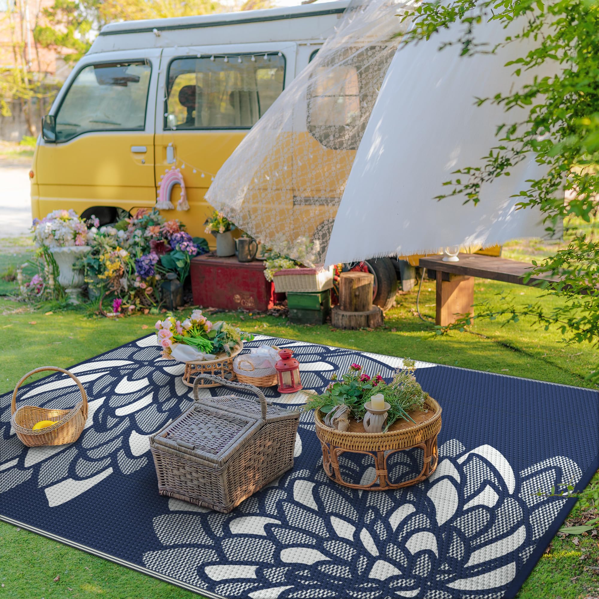 GENIMO alfombra reversible mostrando ambos lados para mayor versatilidad decorativa