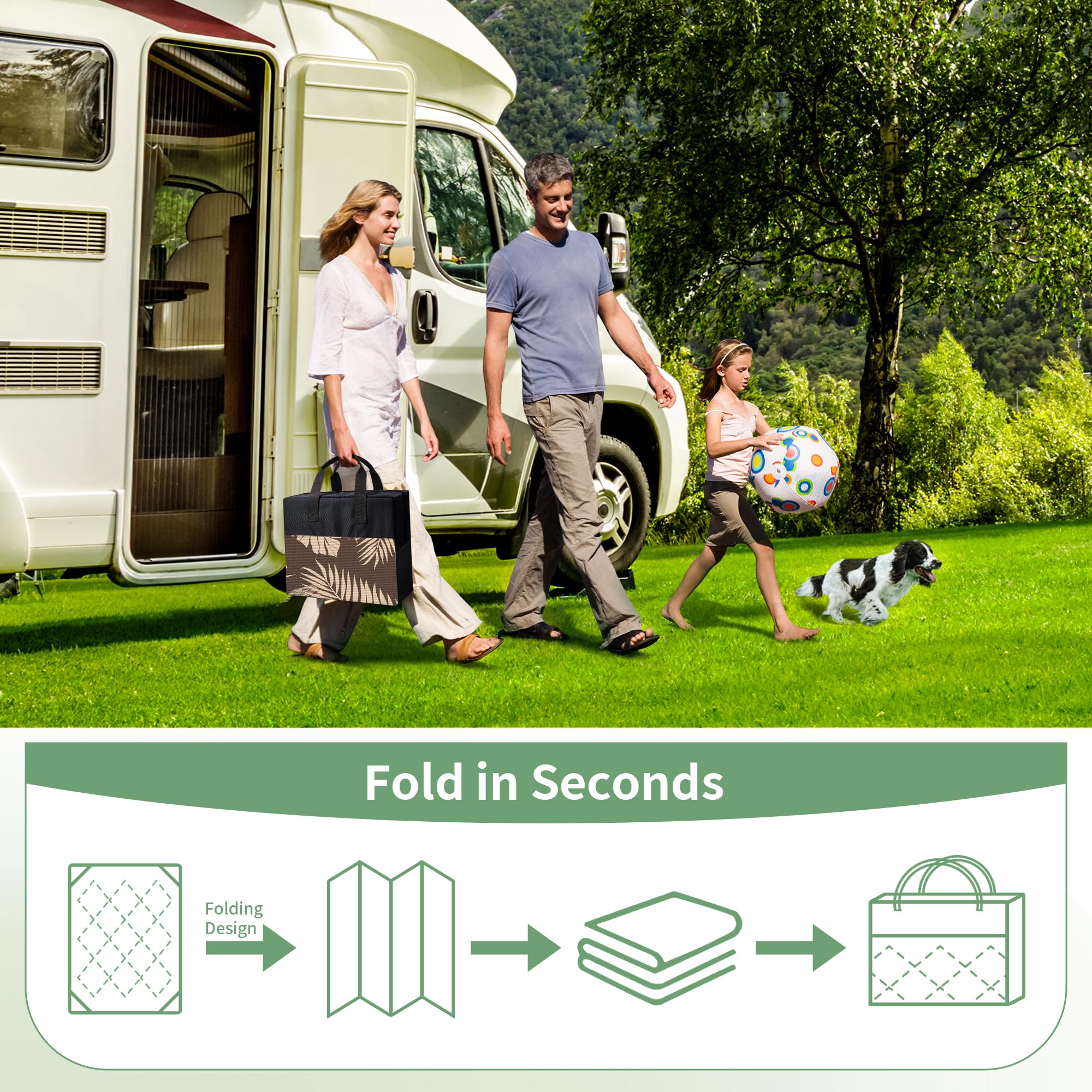 GENIMO alfombra junto a persona para escala, muestra tamaño real