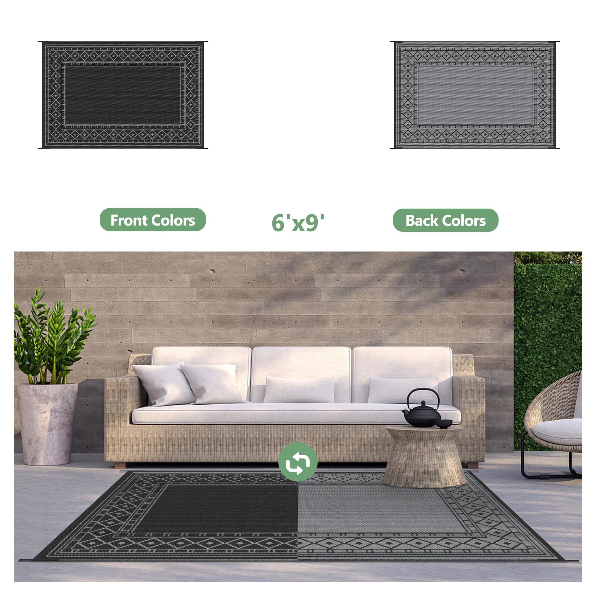 GENIMO comparación de tamaño 6'x9' para visualizar escala y cobertura