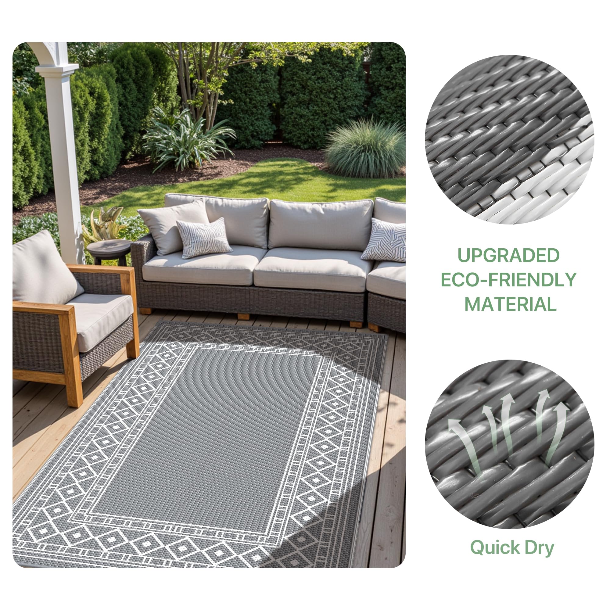 GENIMO alfombra 5'x8' junto a silla muestra escala y cobertura práctica