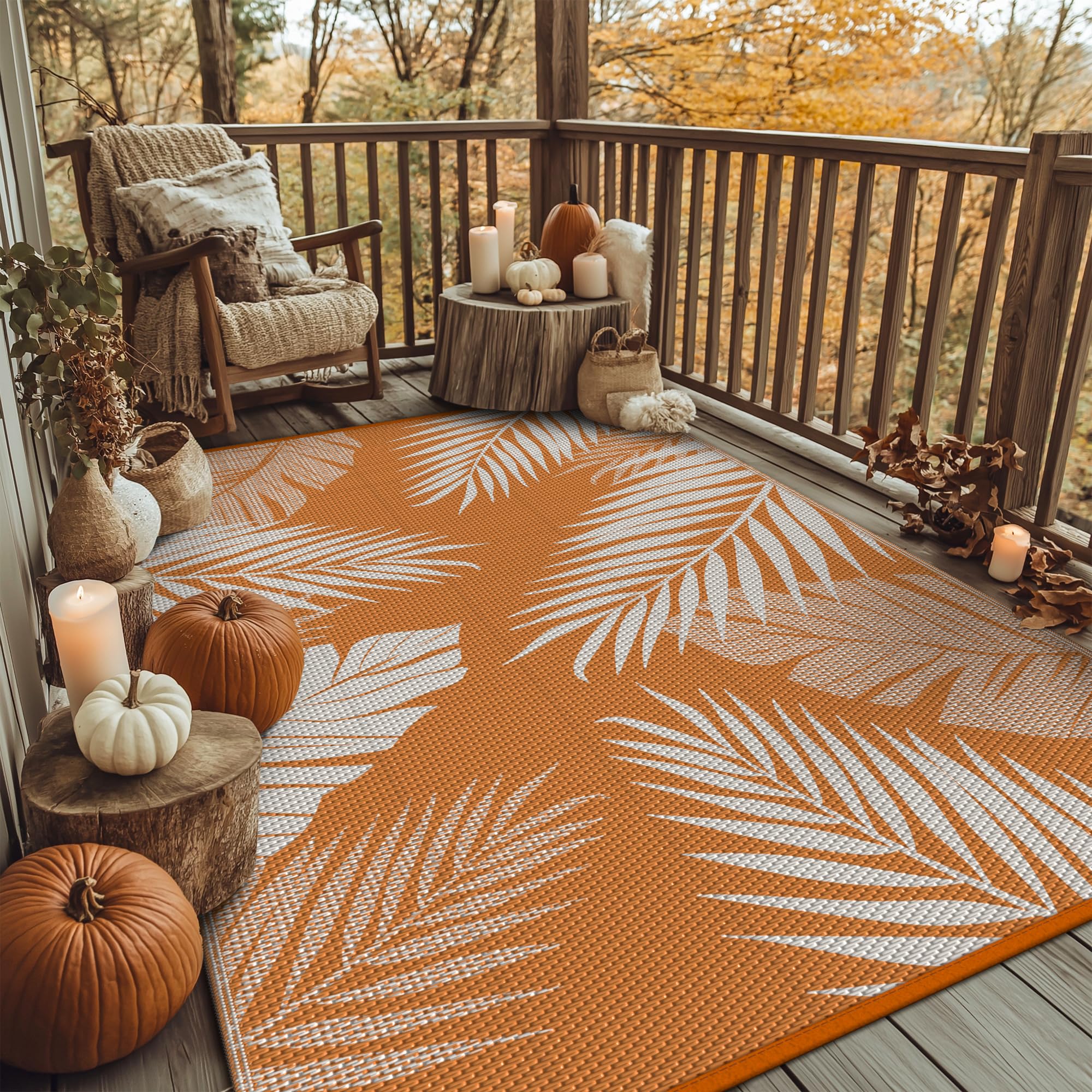 GENIMO alfombra colocada en patio con muebles mostrando fácil limpieza