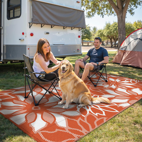 GENIMO alfombra en picnic en playa resistiendo arena y humedad