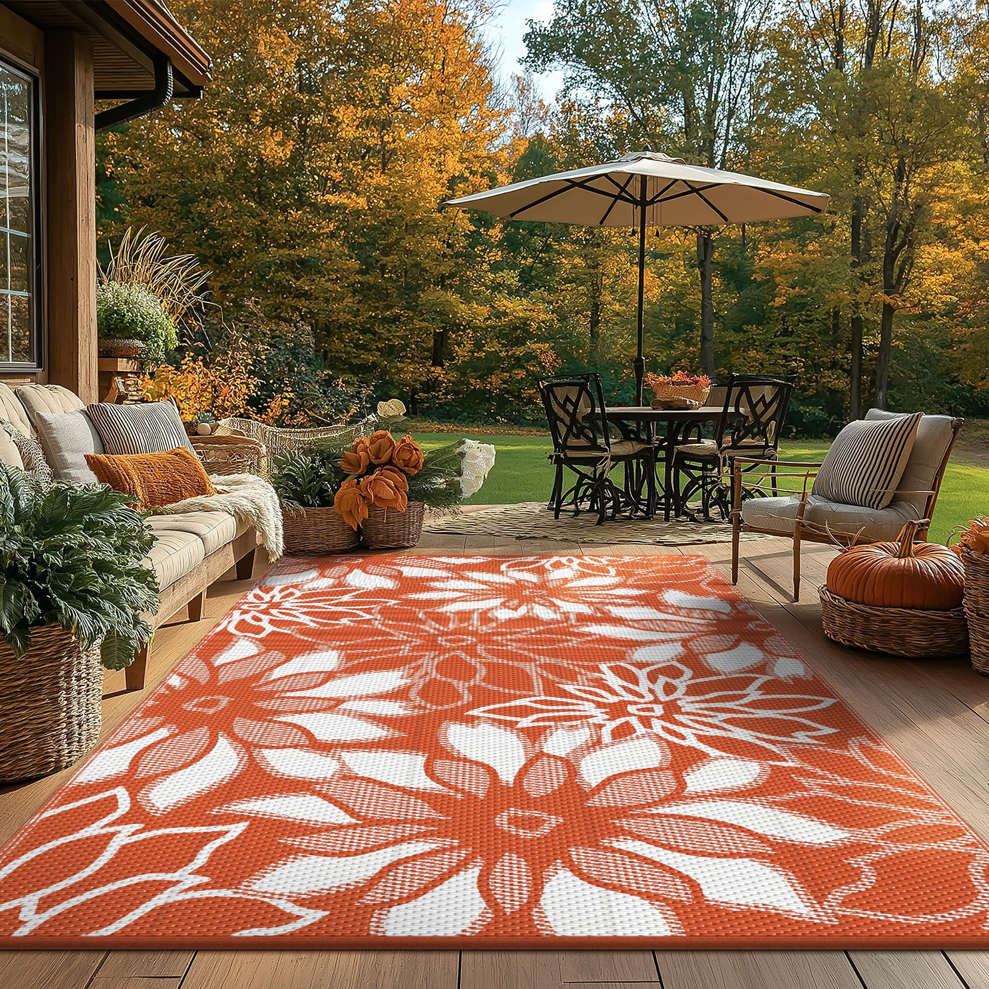 GENIMO alfombra colocada en deck con muebles, mejora aspecto exterior