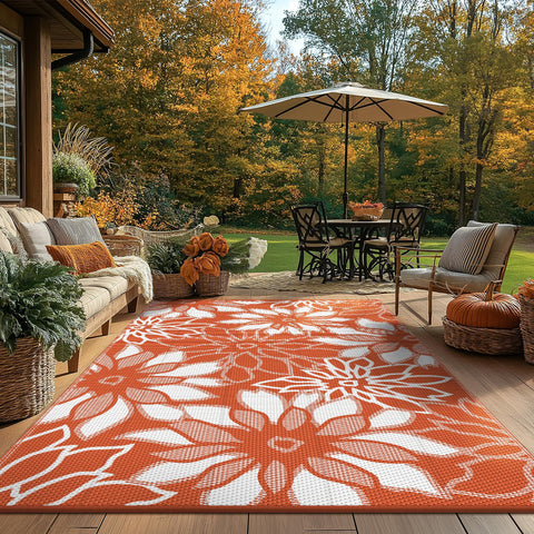GENIMO alfombra colocada en deck con muebles, mejora aspecto exterior