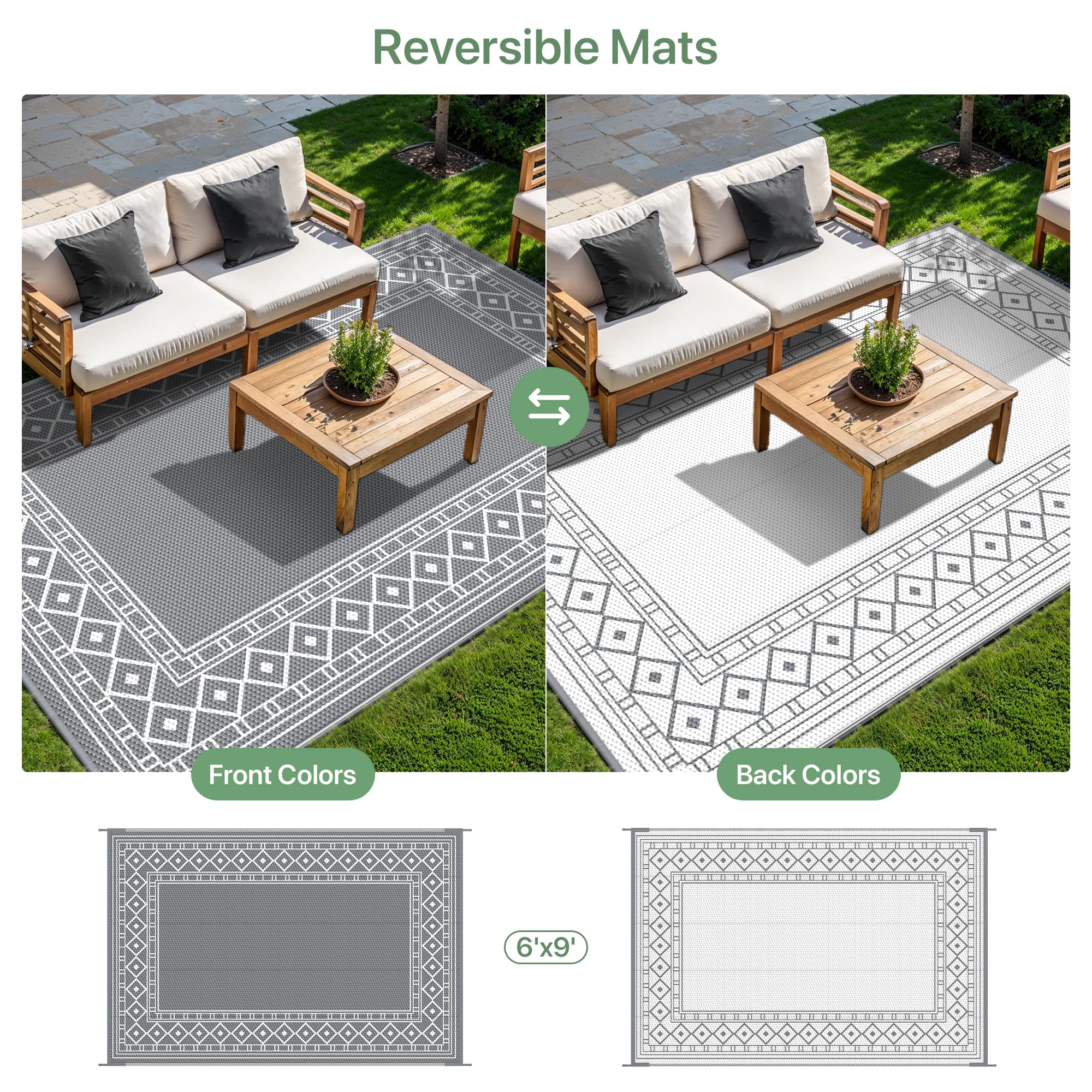 GENIMO alfombra en patio con mobiliario aportando estilo y definición