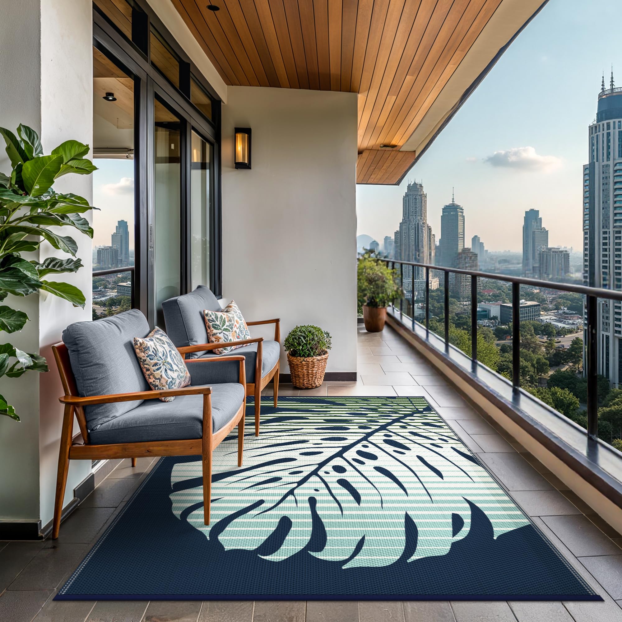 GENIMO alfombra en patio con muebles, mejora estética del espacio