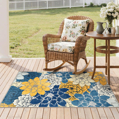 GENIMO alfombra en uso bajo mesa del porche para ambiente acogedor