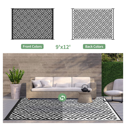 GENIMO alfombra 9'x12' junto a silla para comparar tamaño práctico