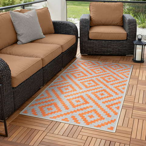GENIMO alfombra frontal 3'x5' naranja gris, atractivo estético y protección exterior