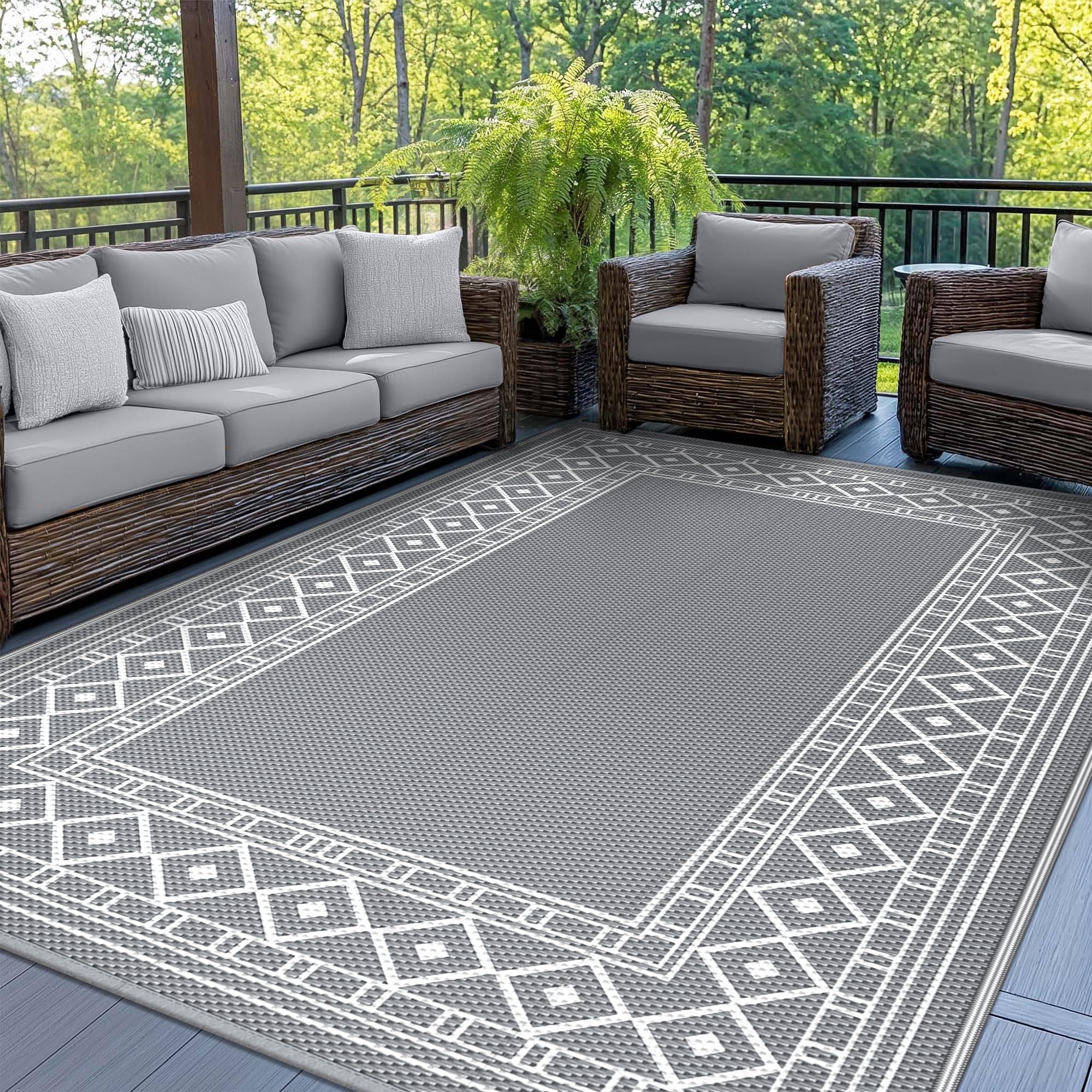 GENIMO alfombra frontal 5'x8' gris blanco aporta estilo duradero