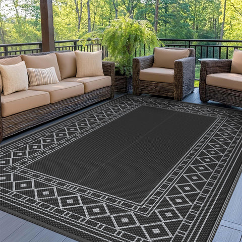 GENIMO vista frontal de la alfombra patio con diseño geométrico, agrega estilo