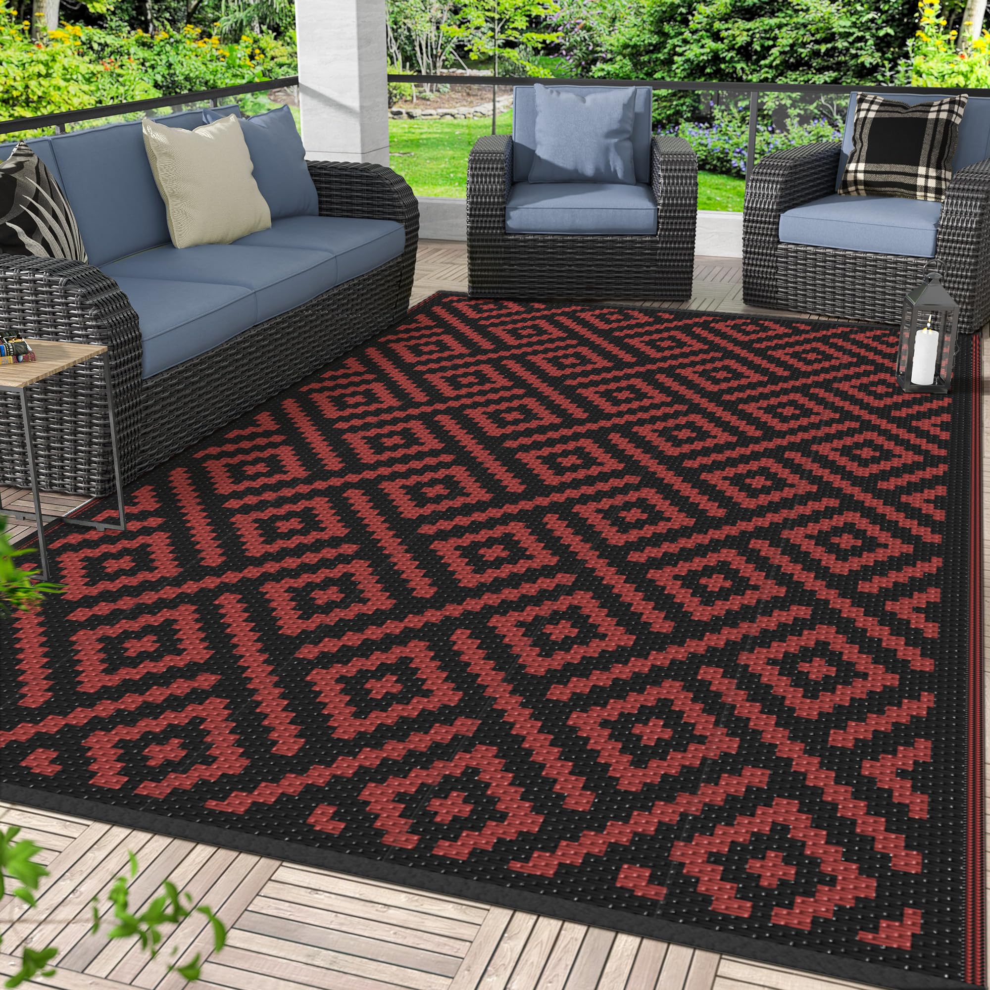 GENIMO frontal de la alfombra 6'x9' mostrando patrón reversible y color