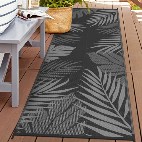 GENIMO vista frontal del runner 2.5'x8' mostrando diseño hojas y beneficio estético