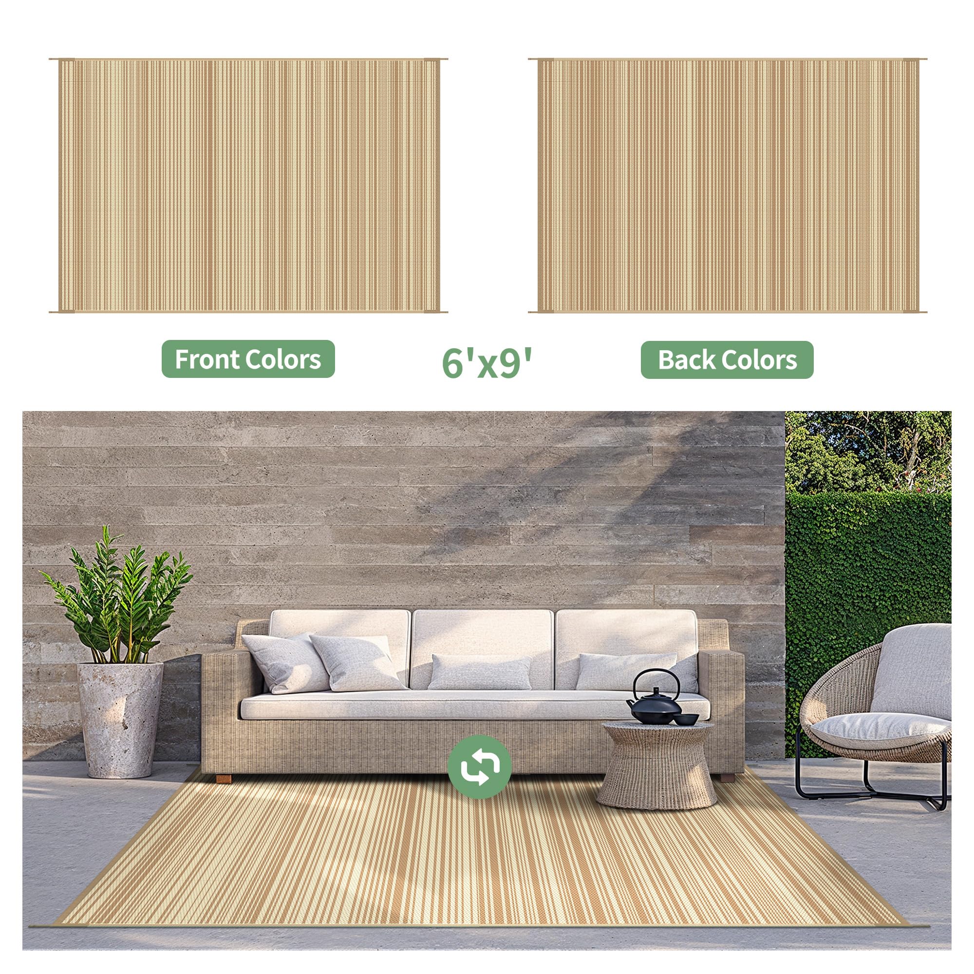 GENIMO tapete junto a muebles para mostrar tamaño 6'x9', ayuda a elegir proporción adecuada